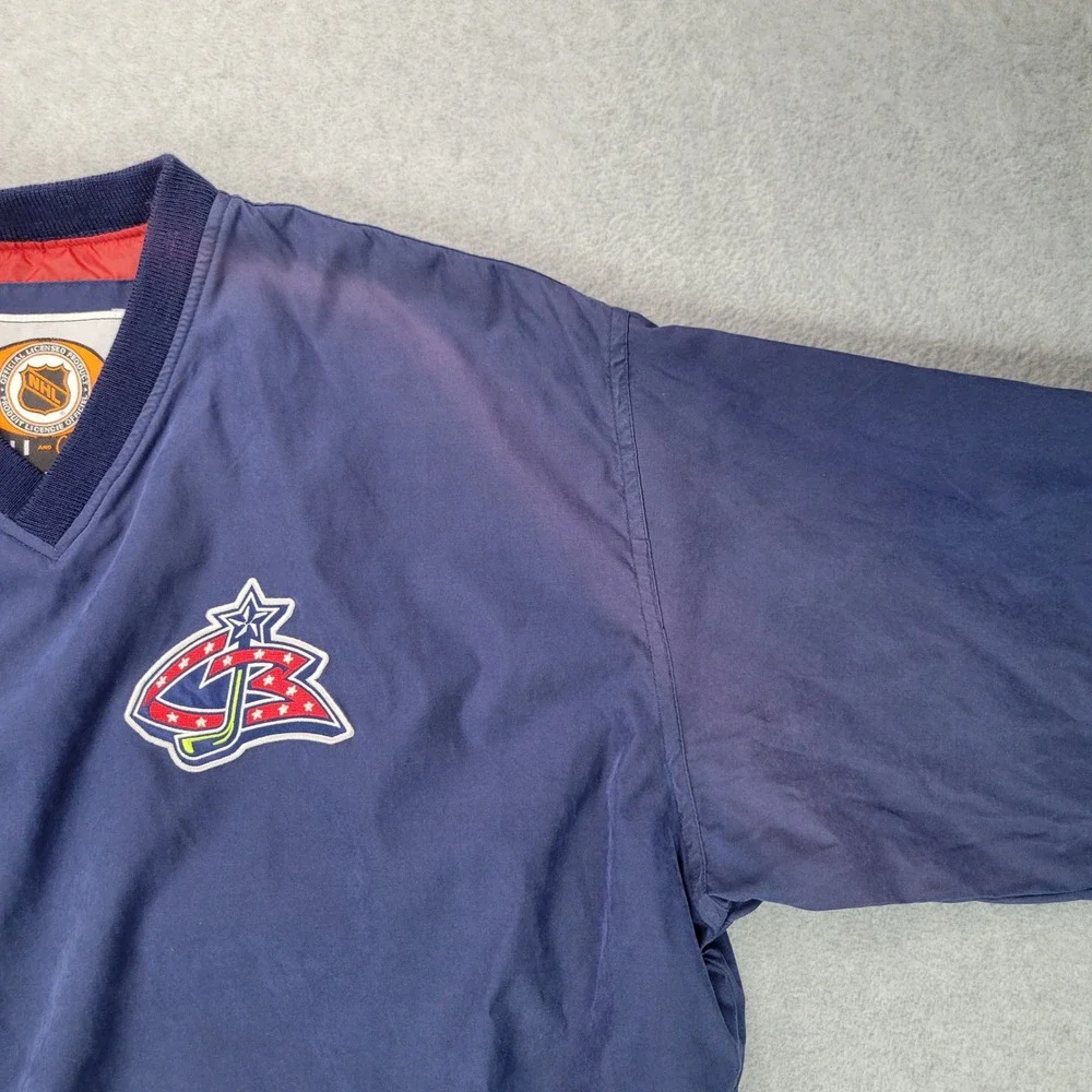 G-III Carl Banks Columbus Blue Jackets Windbreaker Mens M Navy Blue V-Neck NHL